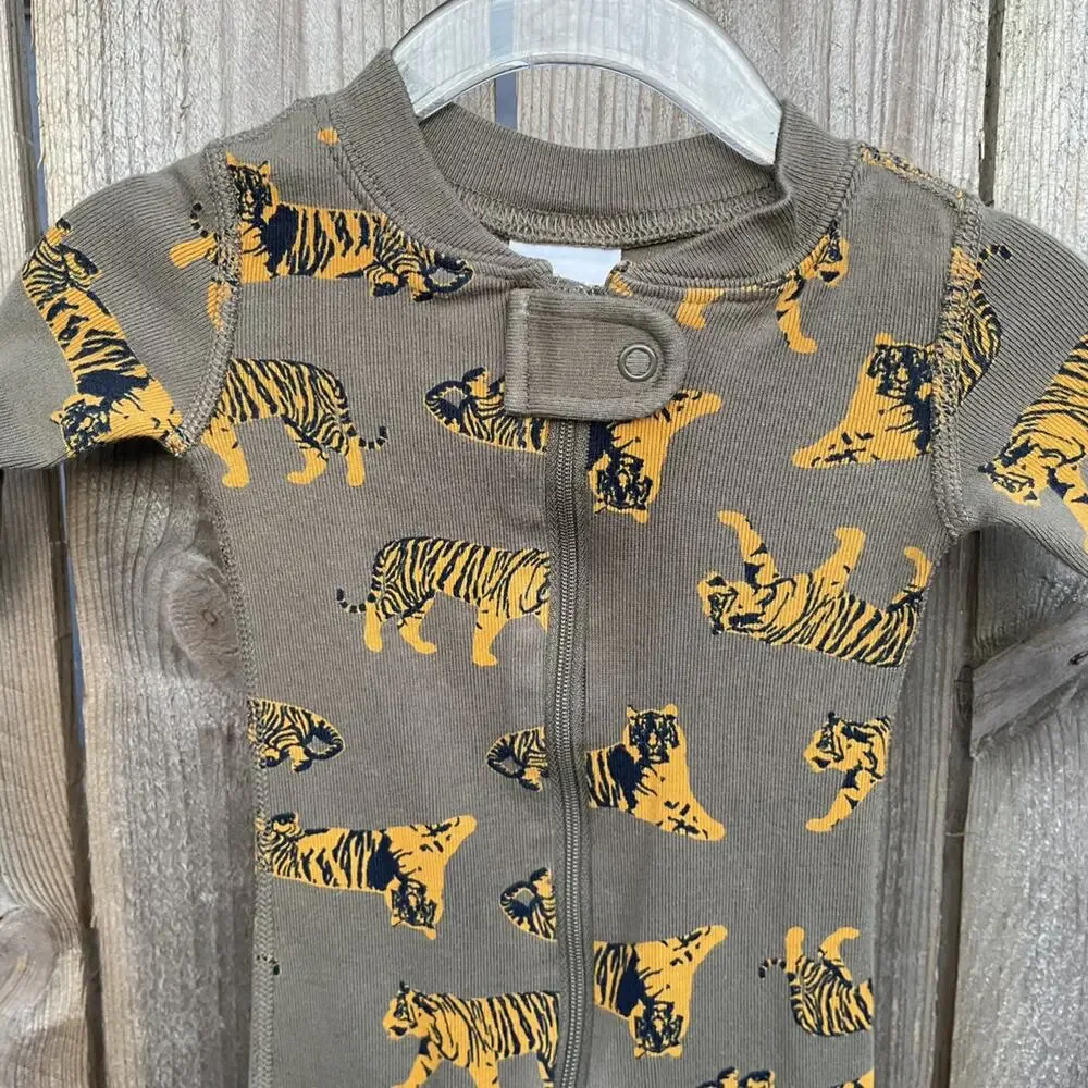 Hanna Andersson Pajamas Tiger Big Cat Zip Sleeper Infant‎ Size 0-3 Months 50
